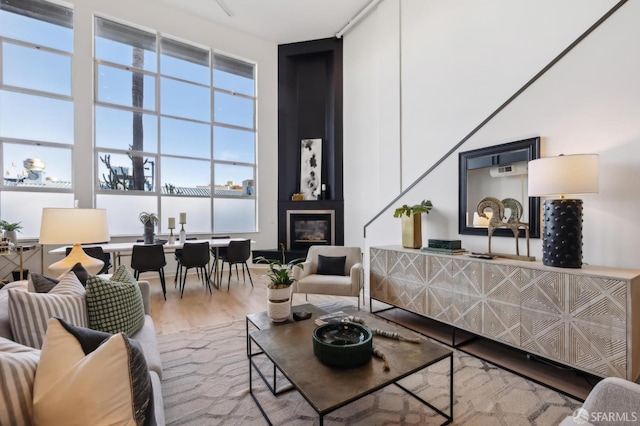 living room with hardwood / wood-style flooring