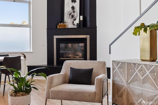 living area with light wood-type flooring