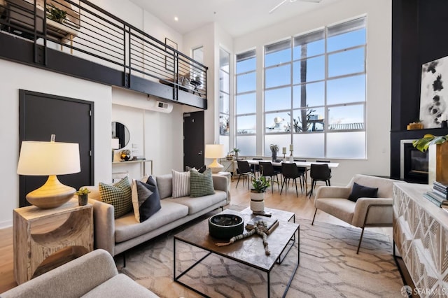 living room with light wood-type flooring