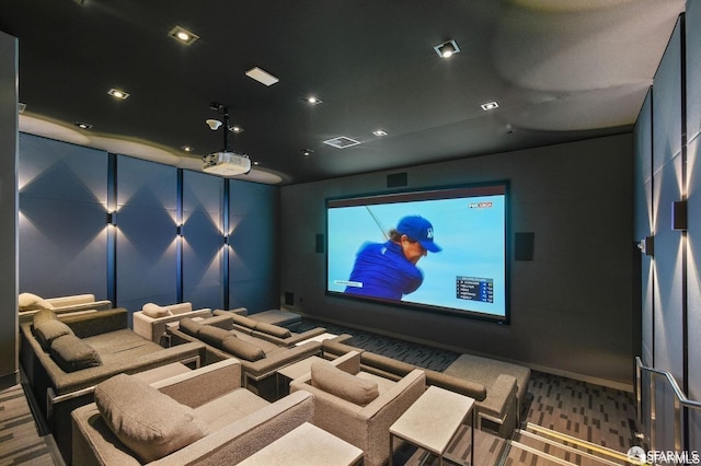 view of carpeted home theater