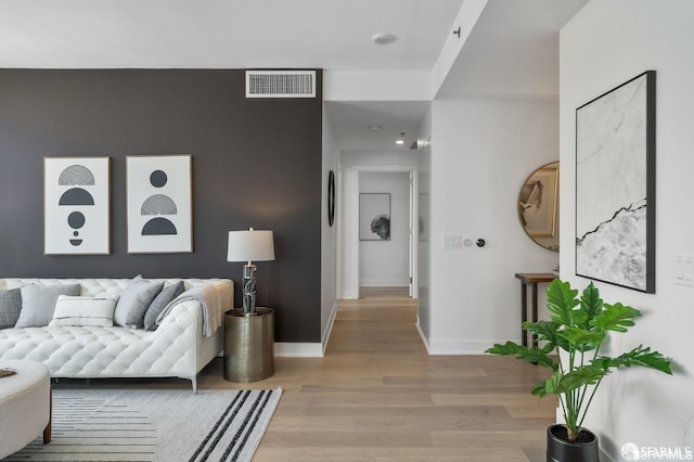 living room featuring light hardwood / wood-style flooring