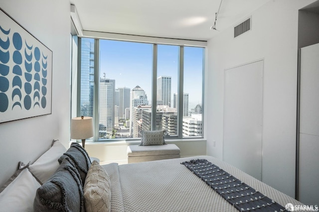 bedroom with track lighting