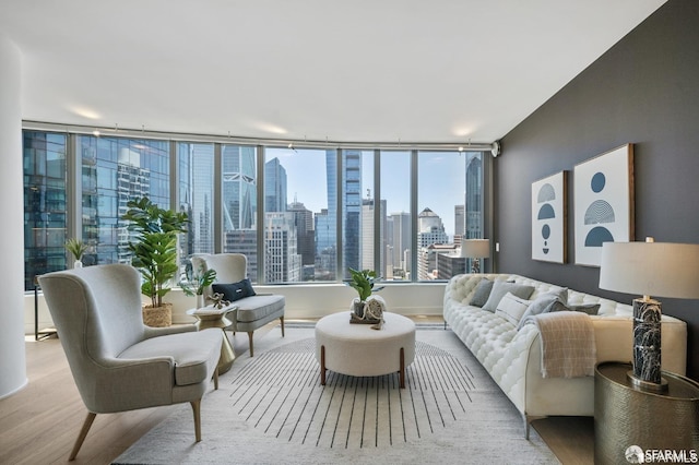 338 Main St Unit 35E, San Francisco, CA 94105 - living room featuring a view of city and wood finished floors