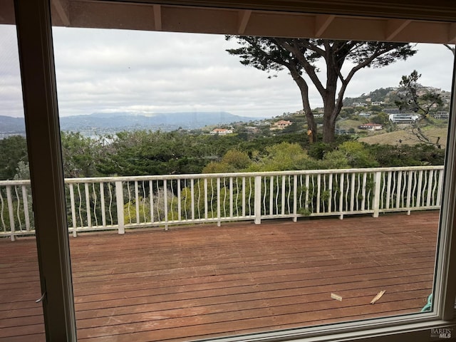 deck with a mountain view