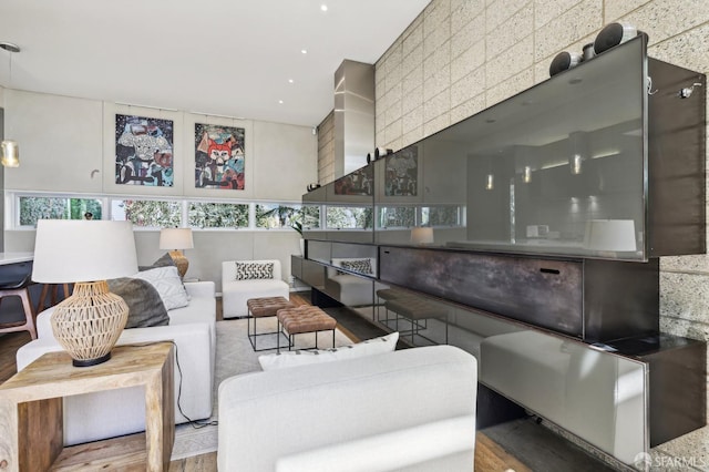 living room featuring light wood-type flooring