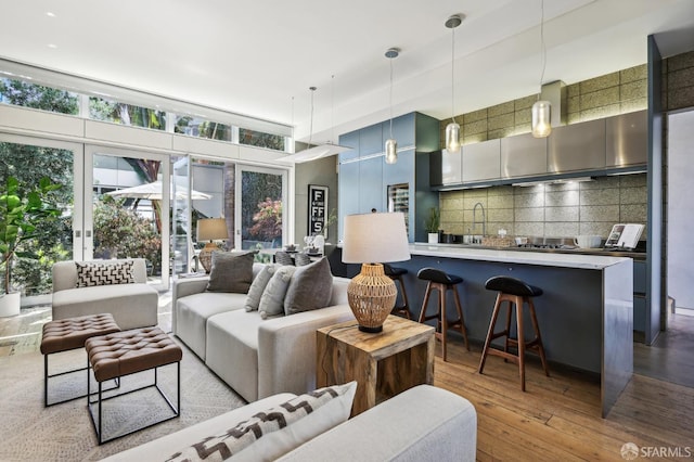 living room featuring light hardwood / wood-style flooring