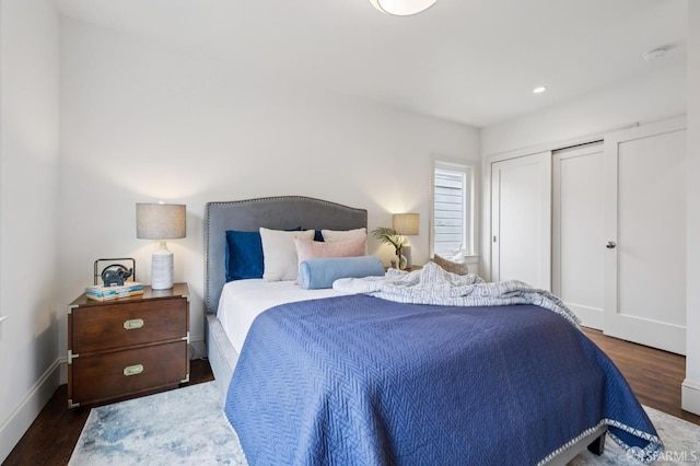 2266 Cecilia Ave, San Francisco, CA 94116 - bedroom with wood finished floors, a closet, and recessed lighting