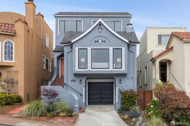 2266 Cecilia Ave, San Francisco, CA 94116 - view of front of property featuring stucco siding, a garage, and driveway