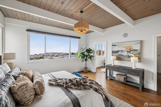 2266 Cecilia Ave, San Francisco, CA 94116 - bedroom with wood finished floors and a wood ceiling with exposed beams