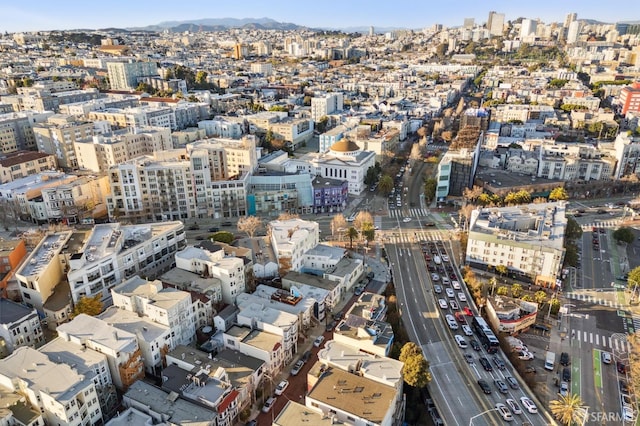 drone / aerial view with a mountain view