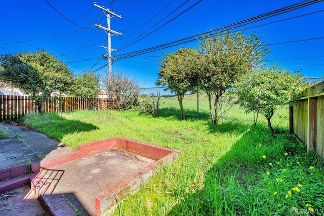 view of yard with a fenced backyard