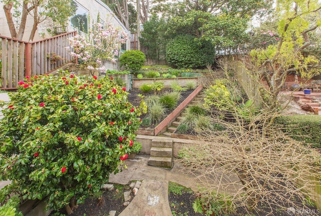 view of yard featuring fence