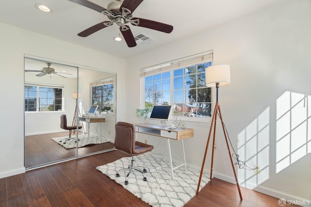 350 Camino Diablo Rd, Brentwood, CA 94513 - home office with visible vents, baseboards, and hardwood / wood-style floors