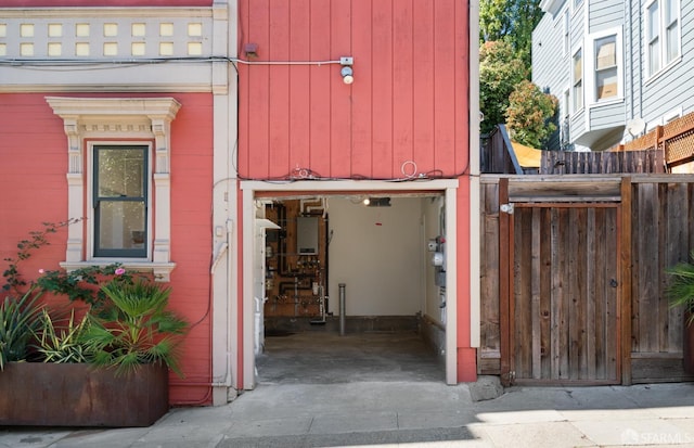 garage featuring fence