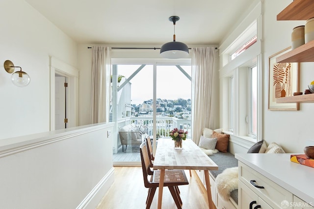 dining room featuring light hardwood / wood-style floors