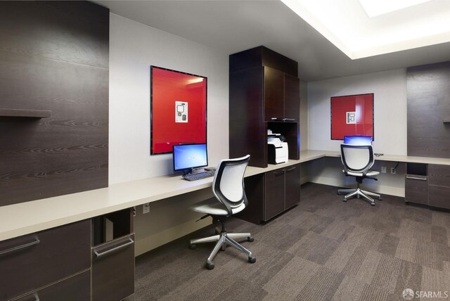 420 Mission Bay Blvd Unit 706, San Francisco, CA 94158 - office area with baseboards, dark carpet, and built in study area