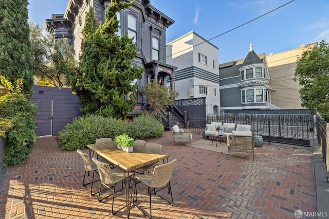 view of patio / terrace featuring an outdoor hangout area