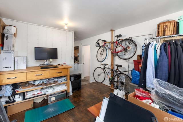 interior space with dark hardwood / wood-style floors