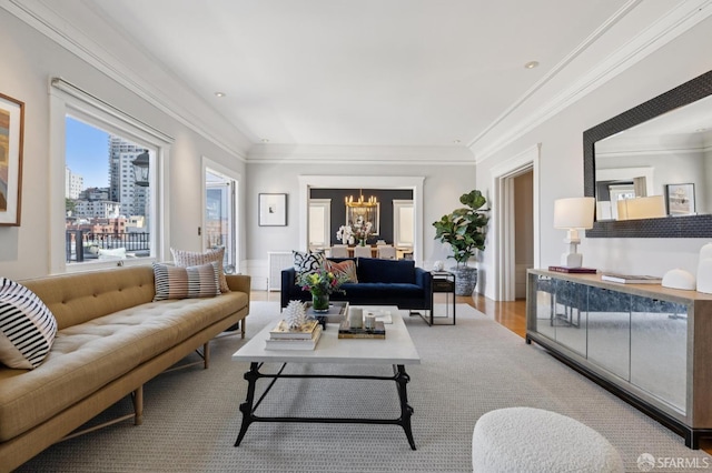 1123 Greenwich St, San Francisco, CA 94109 - living area with a chandelier and ornamental molding