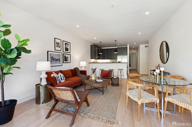 living room featuring light hardwood / wood-style flooring