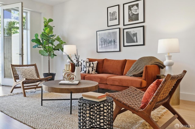 interior space with light hardwood / wood-style flooring