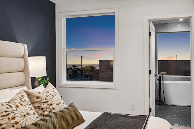 bedroom with marble finish floor