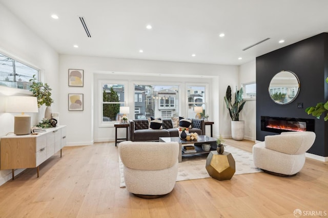 living room featuring light hardwood / wood-style floors