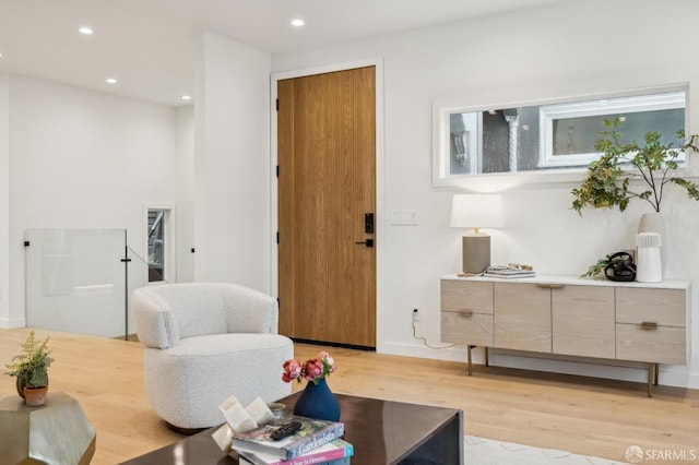 living room featuring light wood-type flooring