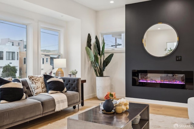 living room featuring light hardwood / wood-style flooring