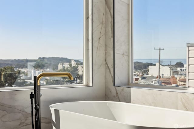 interior space featuring a soaking tub