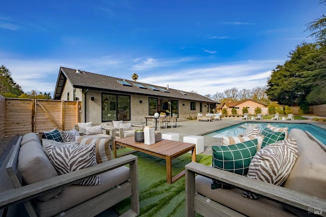 view of pool featuring an outdoor hangout area and a patio