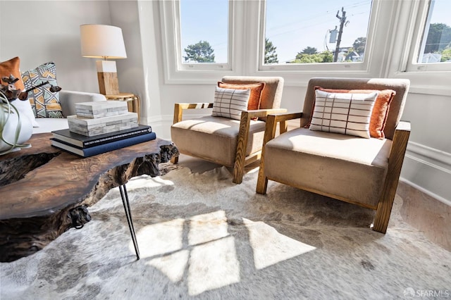 living area with baseboards