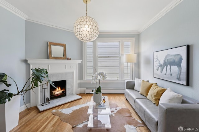 1250 Vallejo St Unit 7, San Francisco, CA 94109 - living room featuring a fireplace, ornamental molding, and wood finished floors