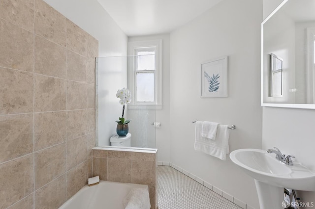 1250 Vallejo St Unit 7, San Francisco, CA 94109 - bathroom featuring a bath and tile patterned floors