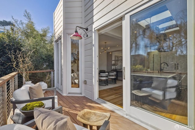 wooden deck with sink