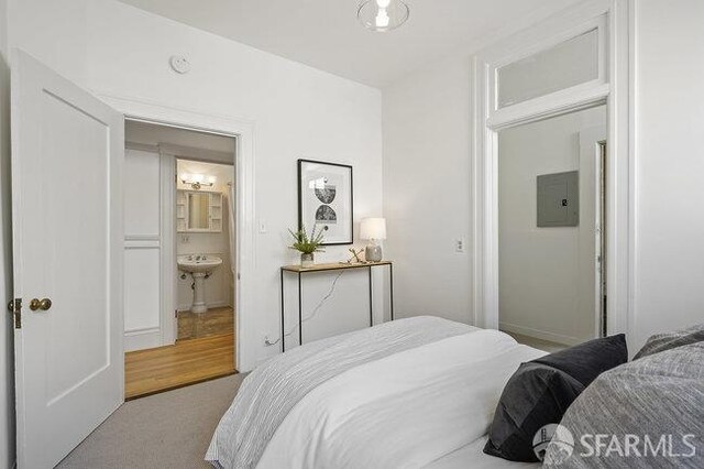 bedroom with carpet