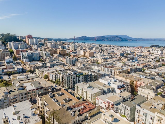 city view with a water and mountain view