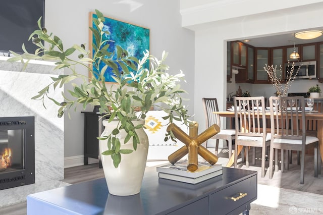 dining room with light wood-type flooring