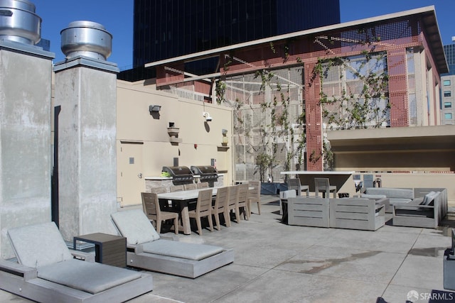 view of patio featuring grilling area and an outdoor living space