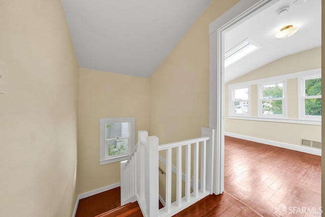 3779 Park Boulevard Way, Oakland, CA 94610 - staircase with lofted ceiling and hardwood / wood-style flooring