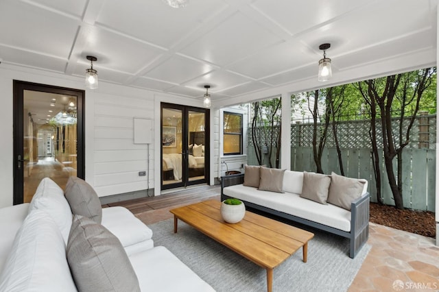 view of patio / terrace featuring an outdoor hangout area and fence