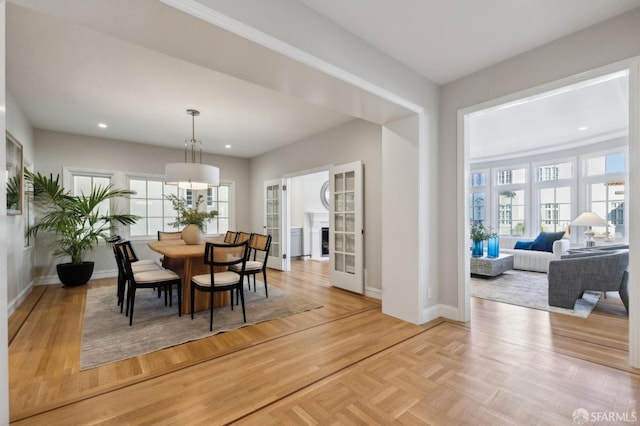 dining area with french doors