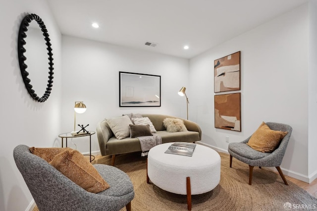 living room with hardwood / wood-style flooring