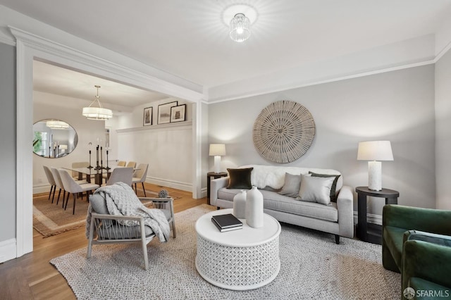 living room featuring wood-type flooring