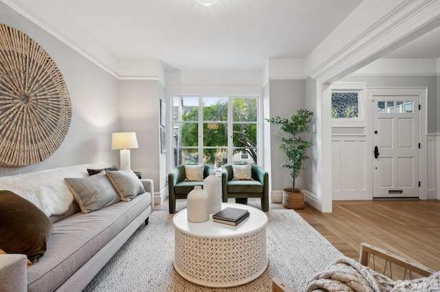 living room with light hardwood / wood-style floors