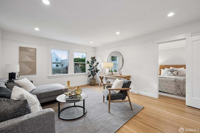 living room with light wood-type flooring