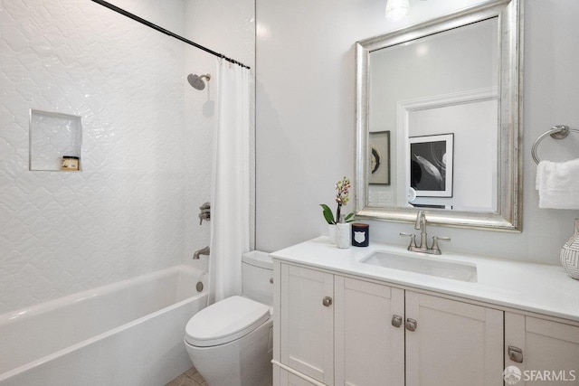 1758 Palou Ave, San Francisco, CA 94124 - full bath with vanity, toilet, and shower / bath combination with curtain