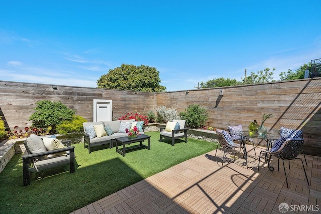 1758 Palou Ave, San Francisco, CA 94124 - fenced backyard featuring an outdoor living space