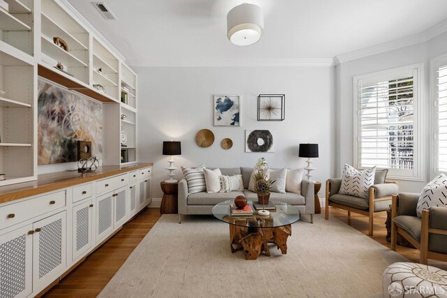1758 Palou Ave, San Francisco, CA 94124 - living area with crown molding and wood finished floors