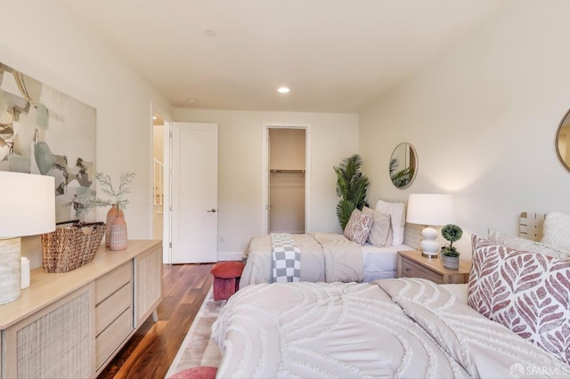 165 Summit Way, San Francisco, CA 94132 - bedroom with dark wood-style floors, recessed lighting, baseboards, and a walk in closet